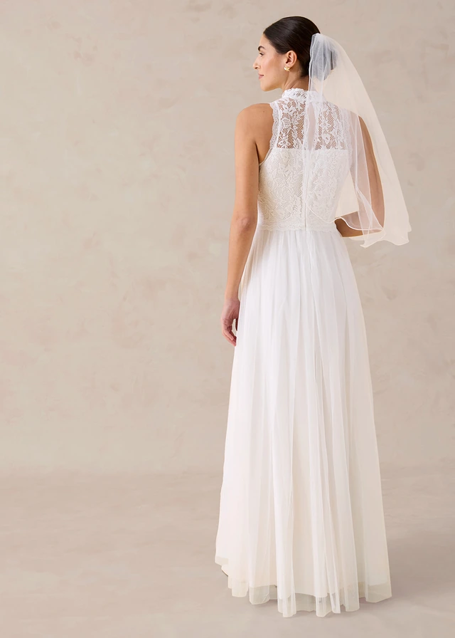Robe de mariée en tulle et dentelle, Couleur: blanc