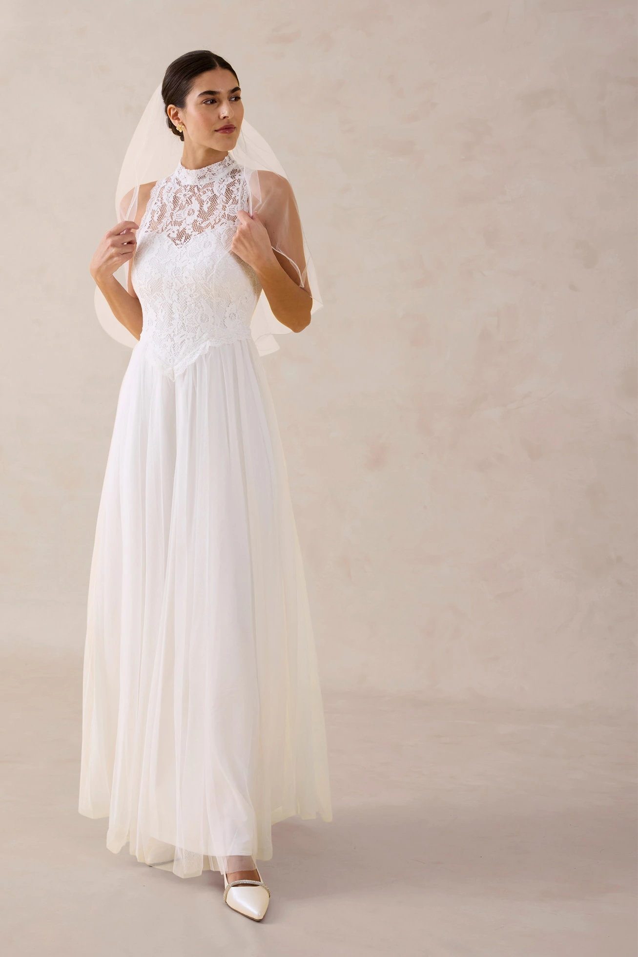 Trouwjurk met tule en kant • wit • bonprix online shop