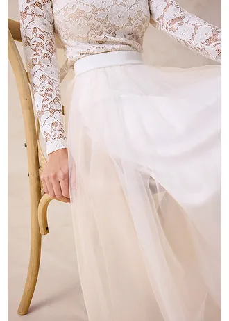 Maxi rok van sierlijke tule • wit-champagnekleur • bonprix online shop