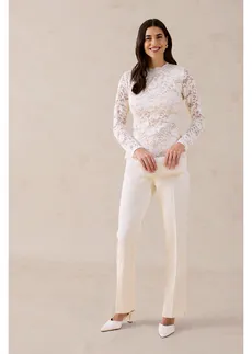 Tričko s dlouhým rukávem, z krajky, barva: přírodní bílá