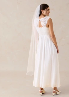 Maxi galajurk met kant, Kleur: wolwit