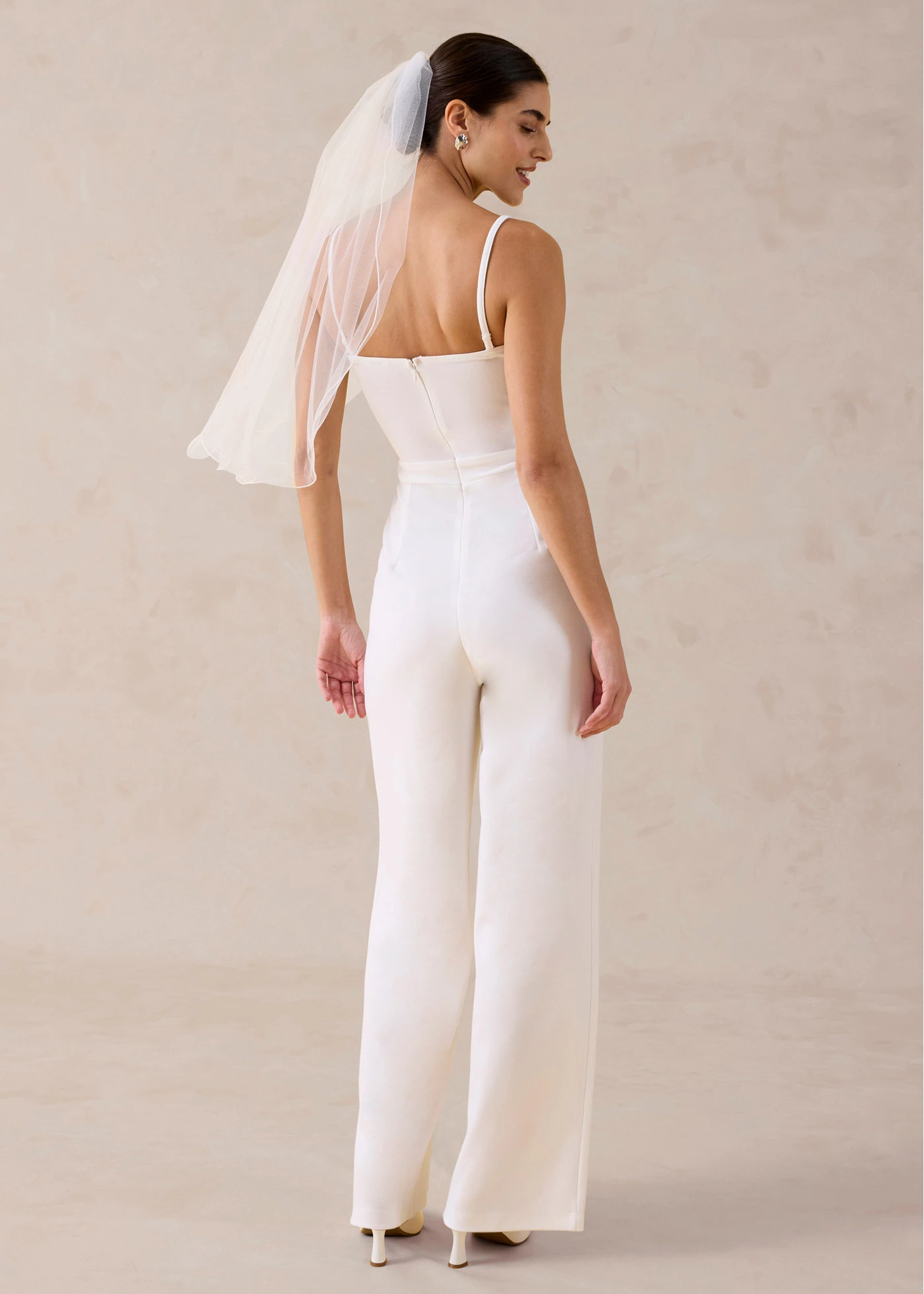 Combinaison en crêpe texturé avec perles brodées • ecru • Boutique bonprix