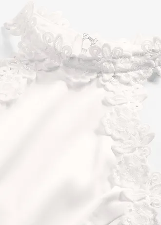 Trouwjurk van glanzend satijn met kant • wolwit • bonprix online shop