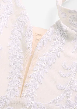 Rochie de mireasă din tul delicat, cu broderie cu paiete • ecru • magazin bonprix