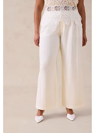 Pantalon large à pinces, Couleur: écru