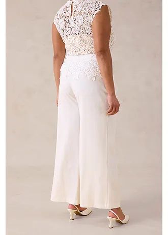 Pantalon large à pinces, Couleur: écru