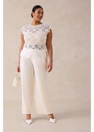 Pantalon large à pinces, Couleur: écru