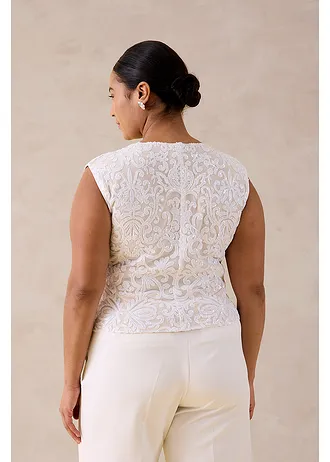 Top met pailletten, Kleur: wolwit