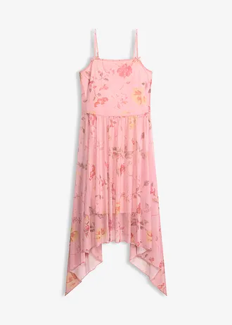 Rochie din jerse din mesh fin • roz cenușiu floral • magazin bonprix