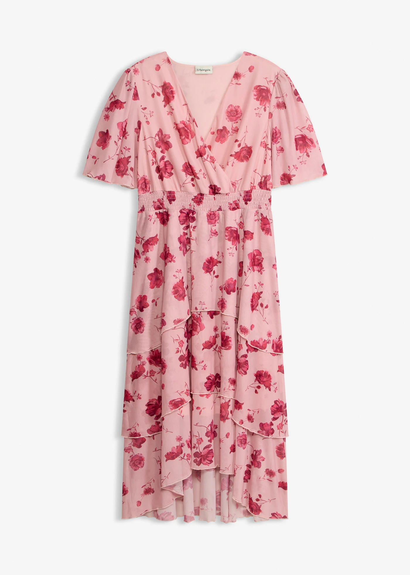 Midi jurk van zacht mesh • asroze gebloemd • bonprix online shop