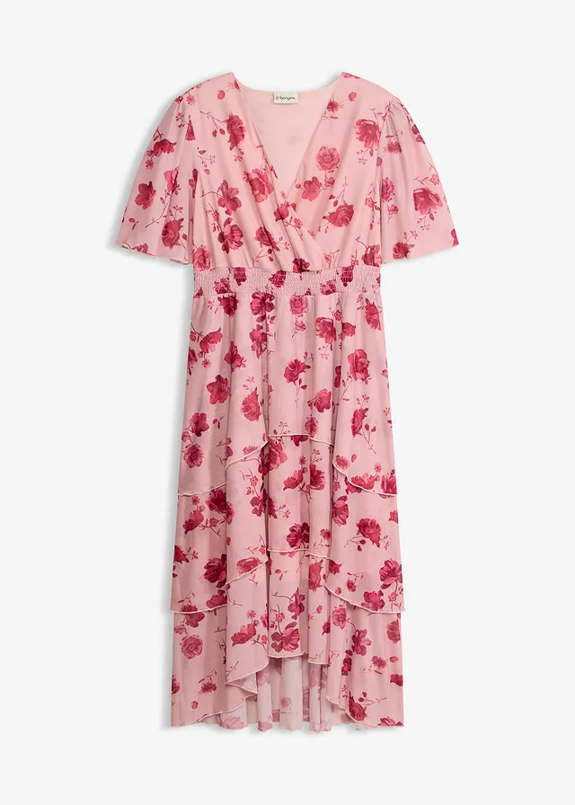 Midi jurk van zacht mesh • asroze gebloemd • bonprix online shop