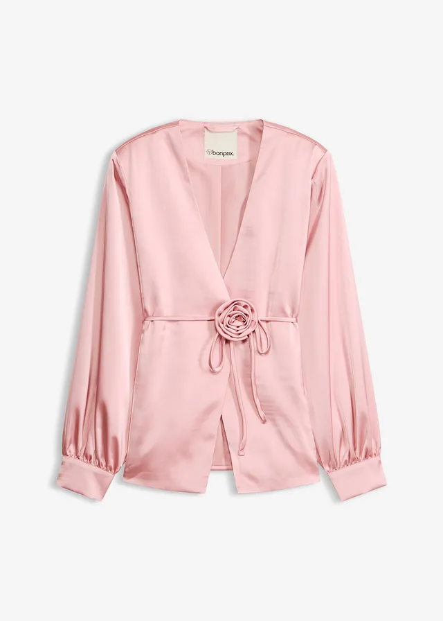 Blazer met decoratieve ceintuur, Kleur: asroze