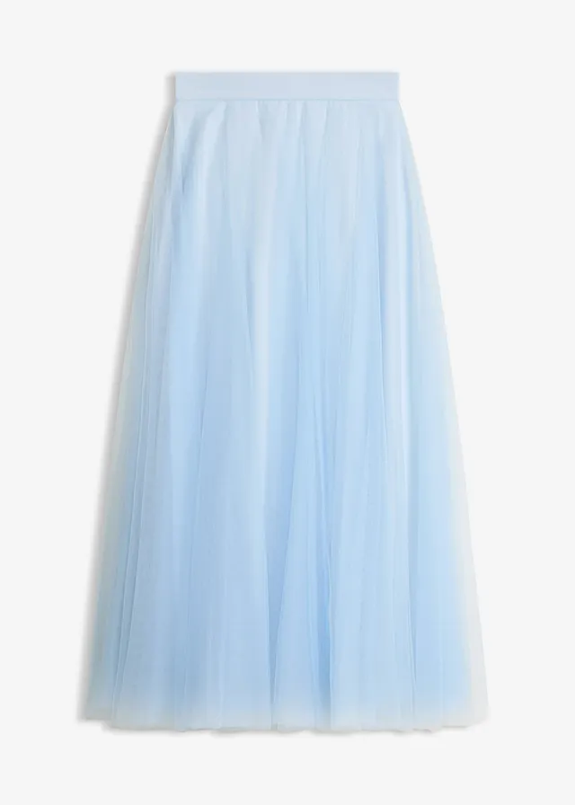 Maxi rok van sierlijke tule • poederblauw • bonprix online shop