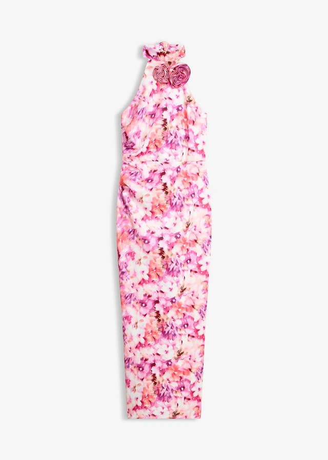 Robe de soirée avec fleurs appliquées, Couleur: rose vif-violet floral