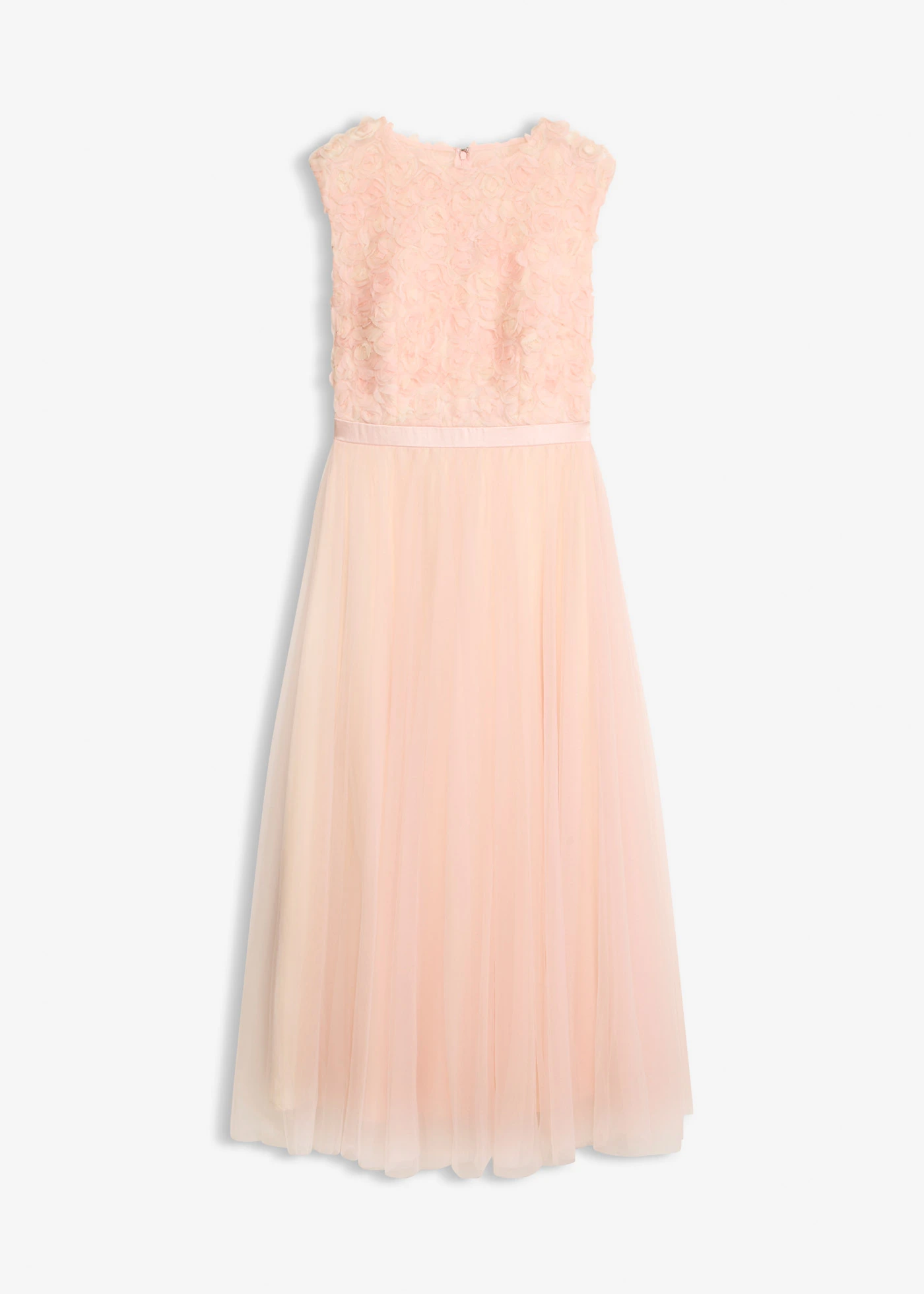 Robe de soirée en tulle délicat avec détails fleurs • rose nacré-beige nacré • Boutique bonprix