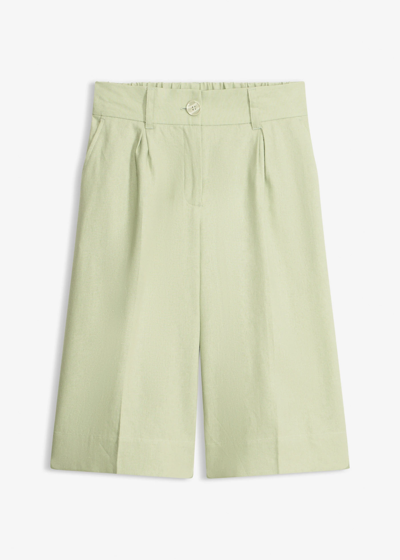Wijde bermuda van een luchtige linnenmix • lichtgroen • bonprix online shop