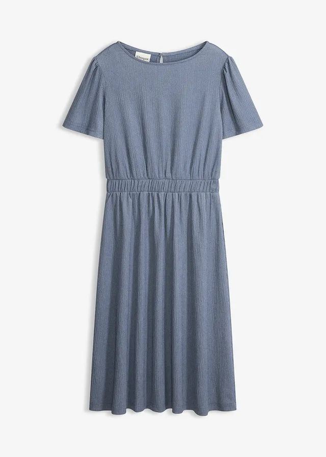 Uitlopende jersey jurk • rookblauw • bonprix online shop