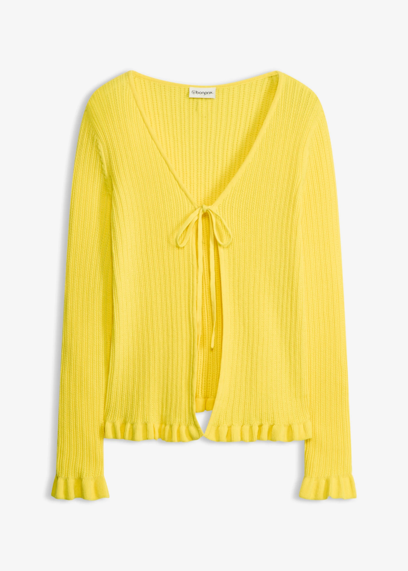 Jachetă din tricotaj fin din amestec cu bumbac • galben ananas • magazin bonprix