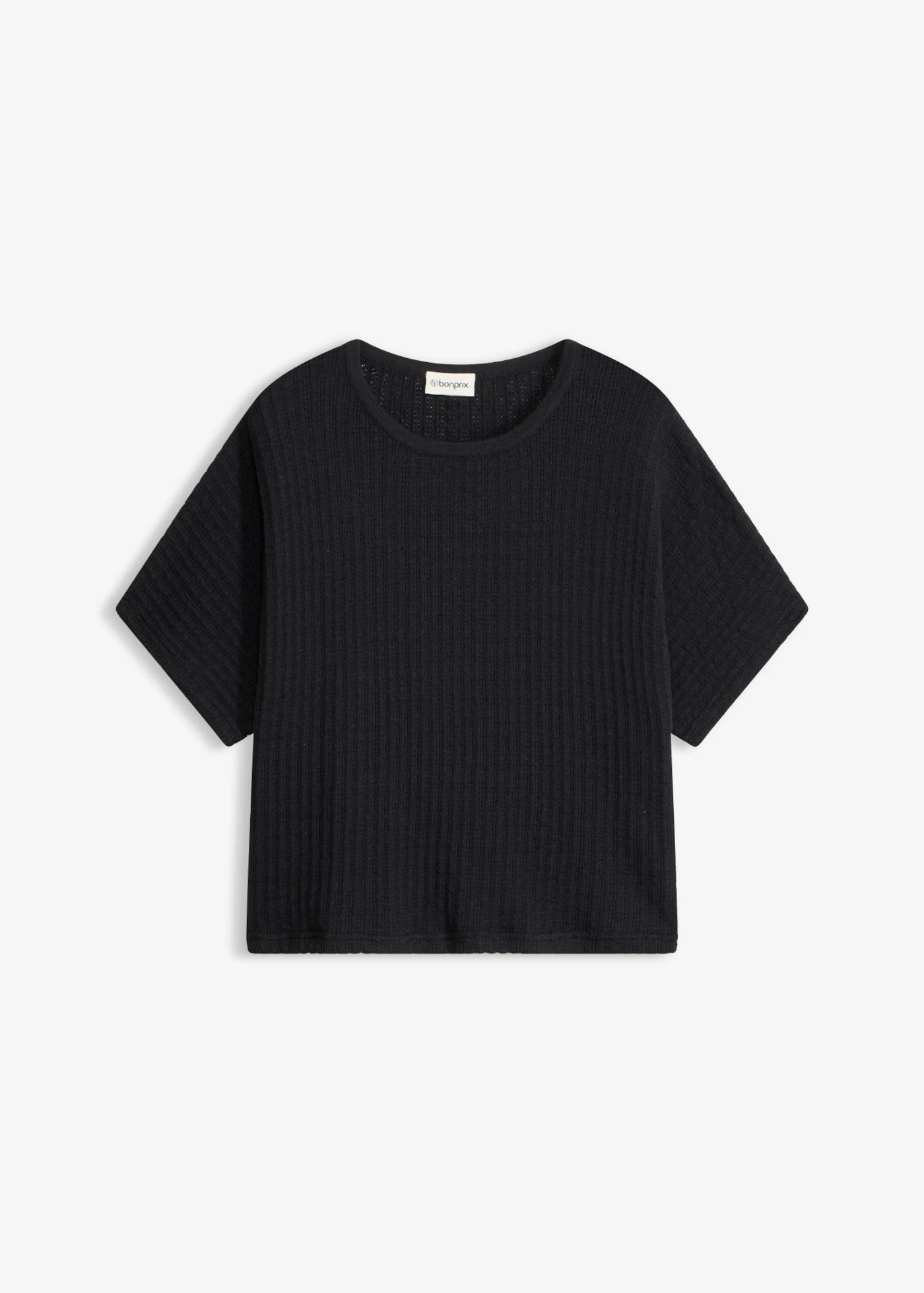 Bluză tricotată din mix vaporos de in • negru • magazin bonprix