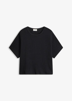 Gebreid shirt van een luchtige viscose-mix, Kleur: zwart