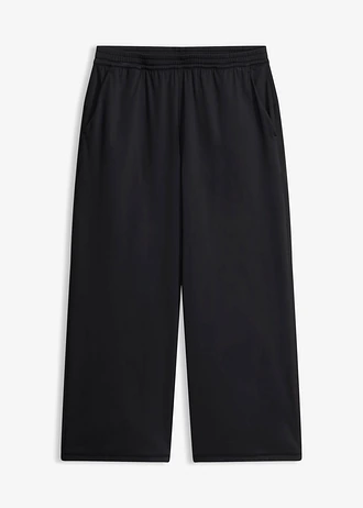 Comfort capri sportbroek met wijde pijpen, sneldrogend, Kleur: zwart
