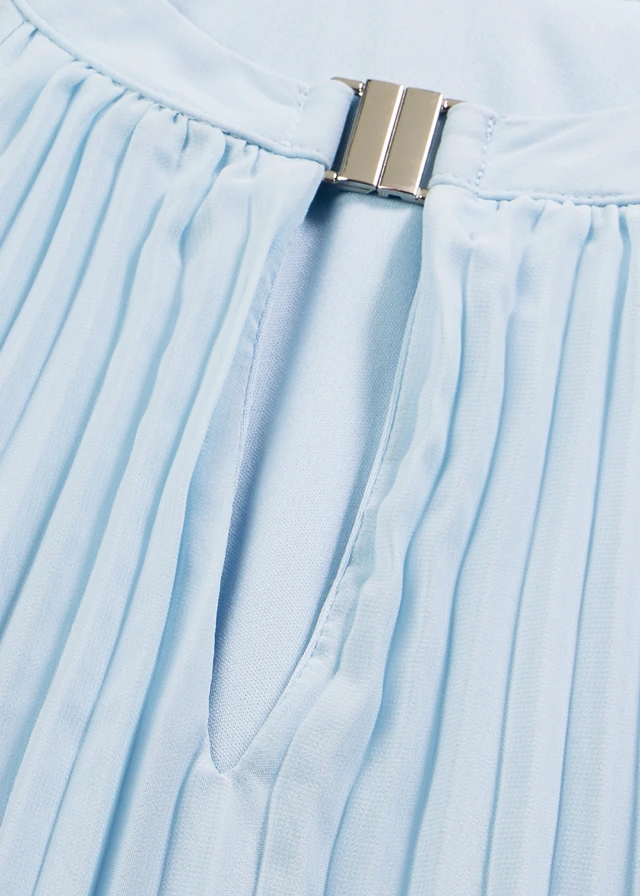 Mini jurk van fijn chiffon met plissé, Kleur: poederblauw