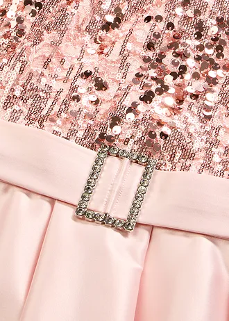 Maxi jurk van glanzend satijn met pailletten • parelroze • bonprix online shop