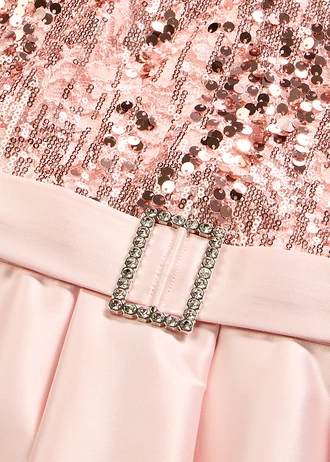 Rochie de seară din satin lucios, cu paiete • roz perlat • magazin bonprix
