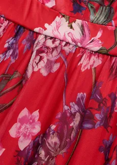 Maxi jurk van fijne tule met spaghettigbandjes • rood gebloemd • bonprix online shop