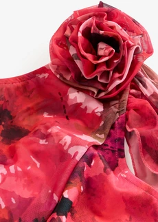 Robe de soirée une épaule avec application de fleur • rouge floral • Boutique bonprix