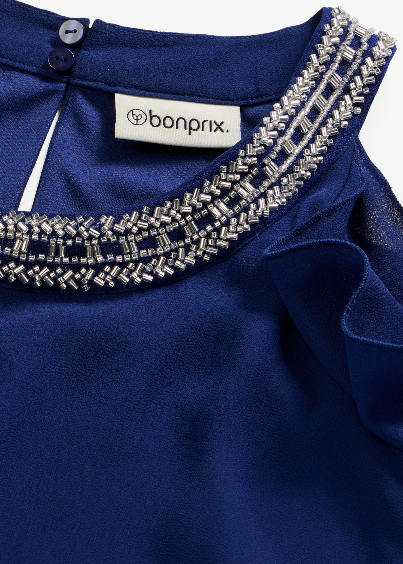 Blouse en mousseline avec application strass • bleu nuit • Boutique bonprix