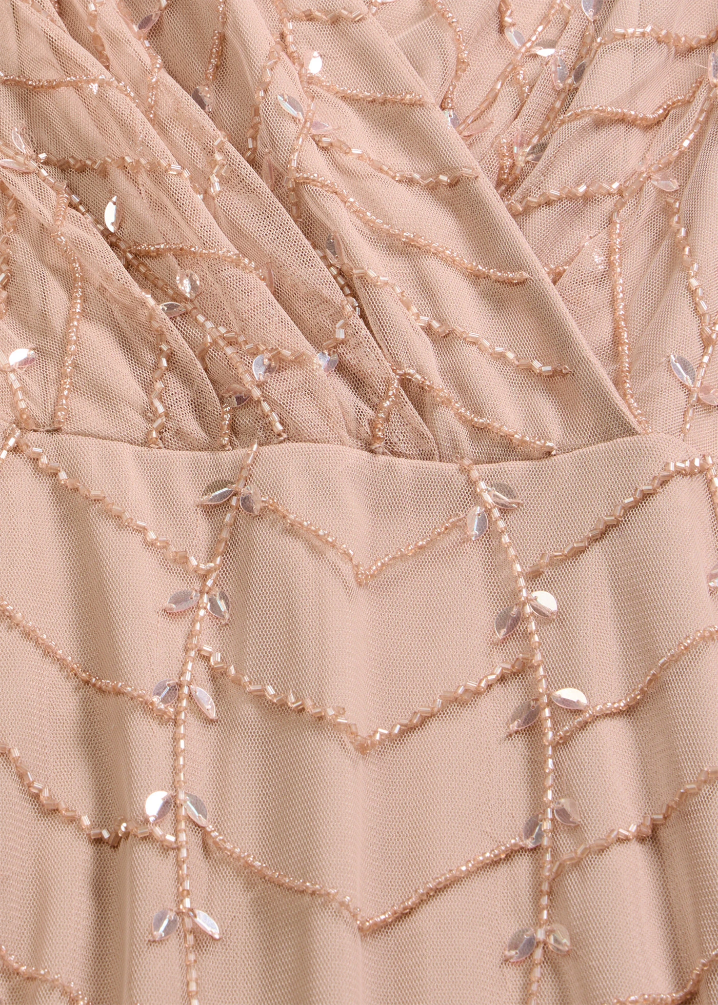 Robe de soirée en tulle délicat à sequins brodés • sable • Boutique bonprix