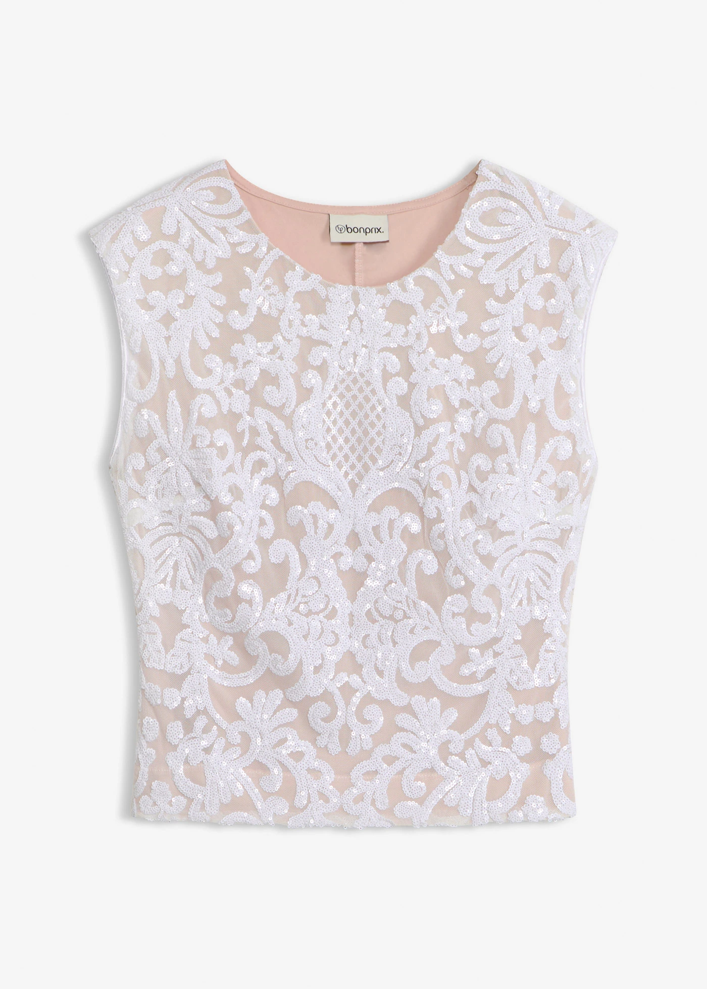 Top met pailletten • wolwit • bonprix online shop