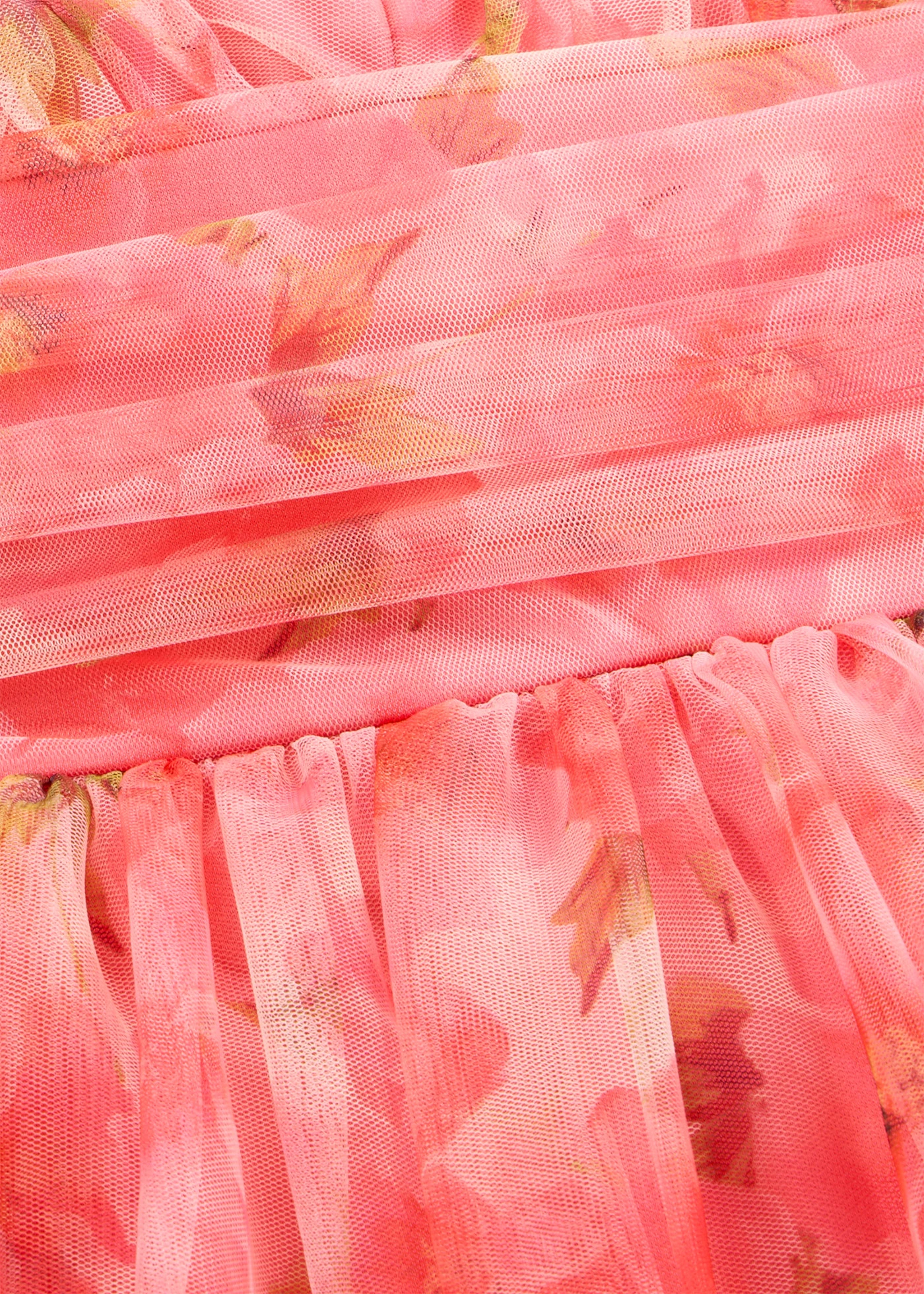 Robe midi en tulle fin à volants • magenta à fleurs • Boutique bonprix