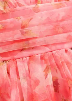 Robe midi en tulle fin à volants • magenta à fleurs • Boutique bonprix