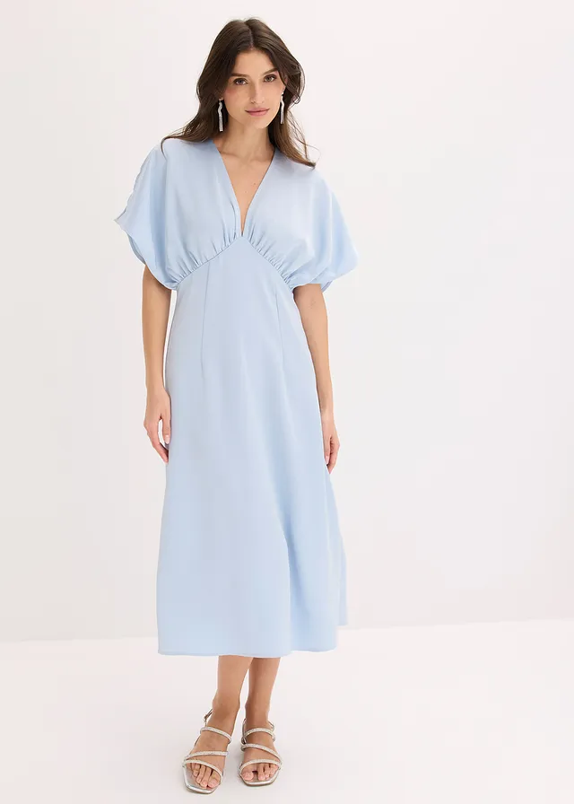 Robe midi en satin brillant, Couleur: bleu poudré