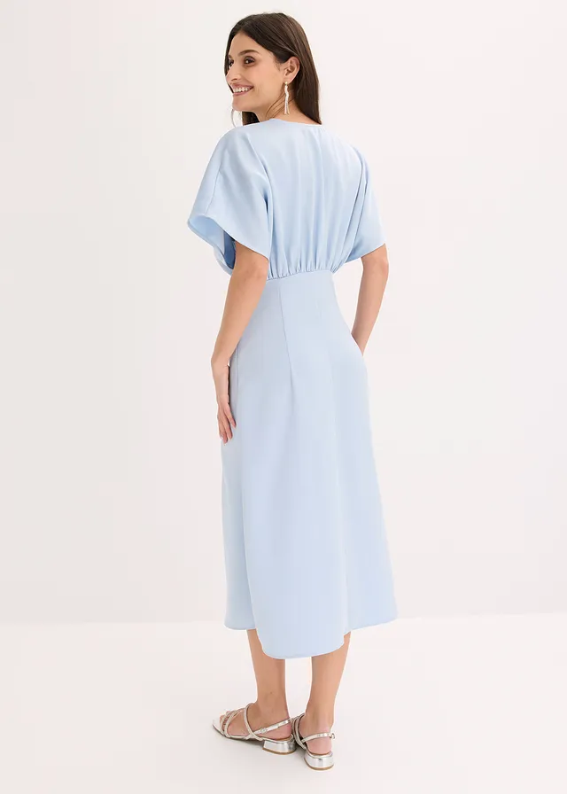 Robe midi en satin brillant, Couleur: bleu poudré