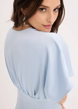 Midi jurk van glanzend satijn • poederblauw • bonprix online shop