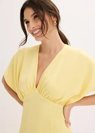 Robe midi en satin brillant • jaune clair • Boutique bonprix