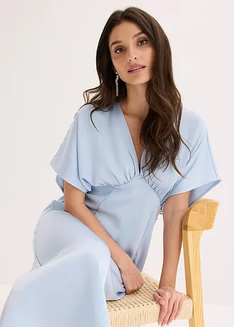 Robe longue en satin brillant • bleu poudré • Boutique bonprix