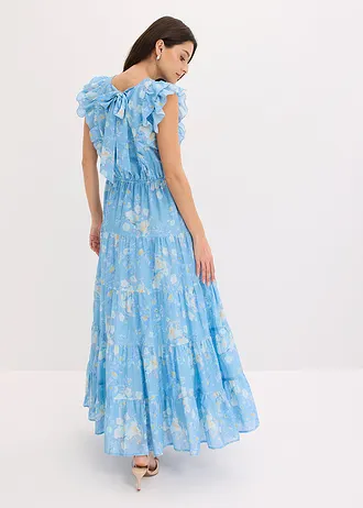 Robe longue 100% coton • bleu poudré floral • Boutique bonprix