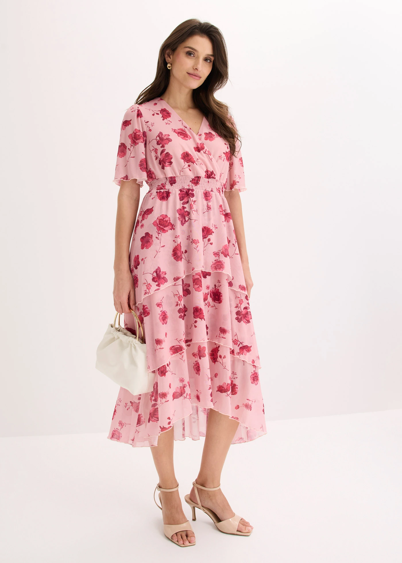 Midi jurk van zacht mesh • asroze gebloemd • bonprix online shop