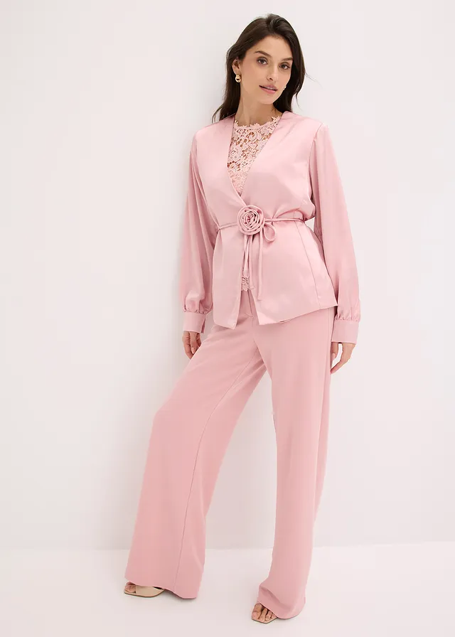 Blazer met decoratieve ceintuur, Kleur: asroze