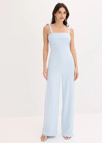 Jumpsuit met strikbandjes, Kleur: poederblauw