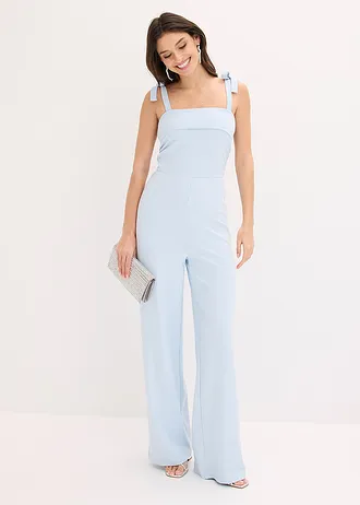Jumpsuit met strikbandjes, Kleur: poederblauw