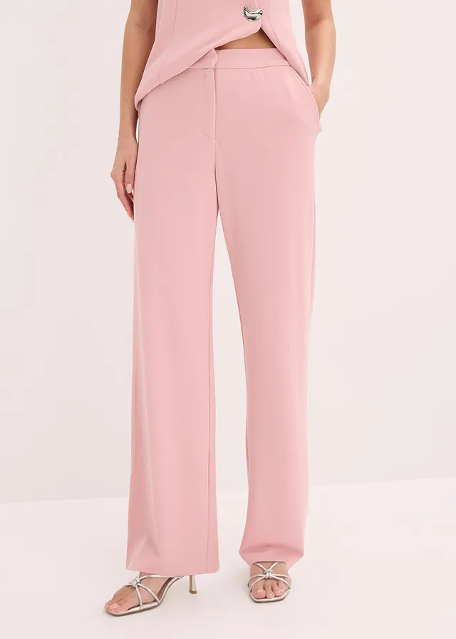 Pantalon large à pinces, Couleur: rose cendré