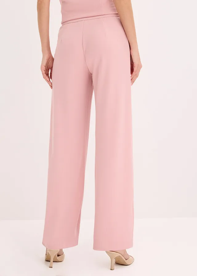 Pantalon large à pinces, Couleur: rose cendré