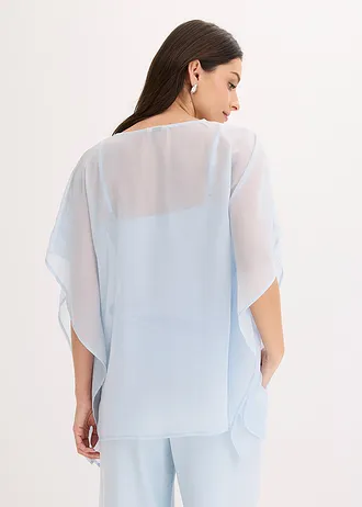 Tunique avec empiècement en dentelle, Couleur: bleu poudré