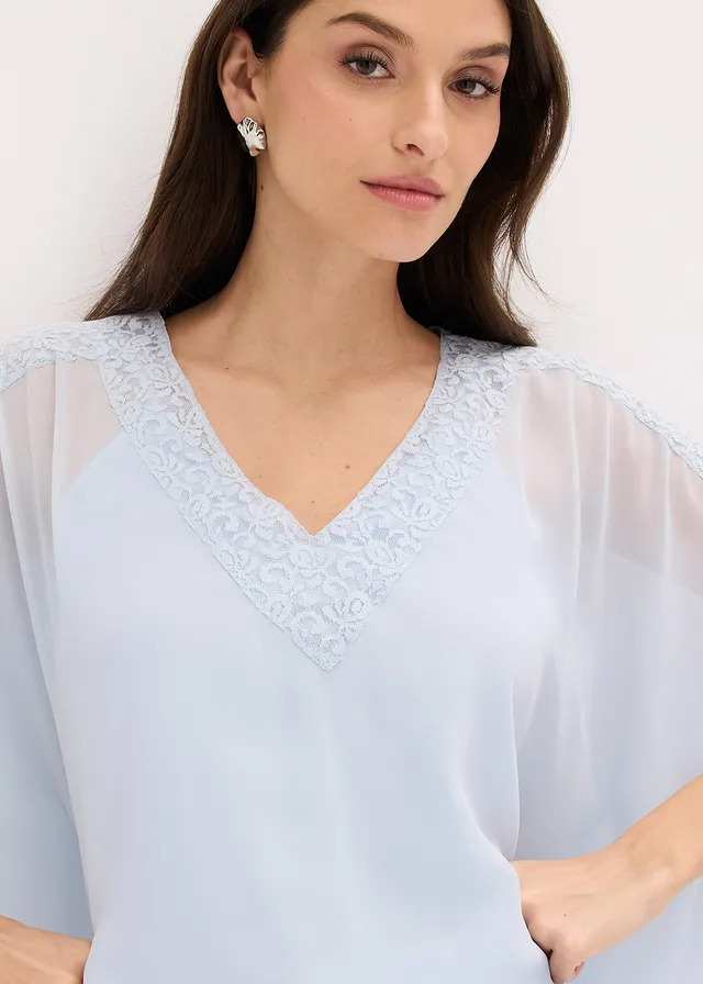 Tuniek met kanten inzetstuk • poederblauw • product-page.page-title-suffix