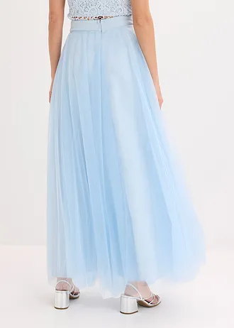 Maxi rok van sierlijke tule • poederblauw • bonprix online shop